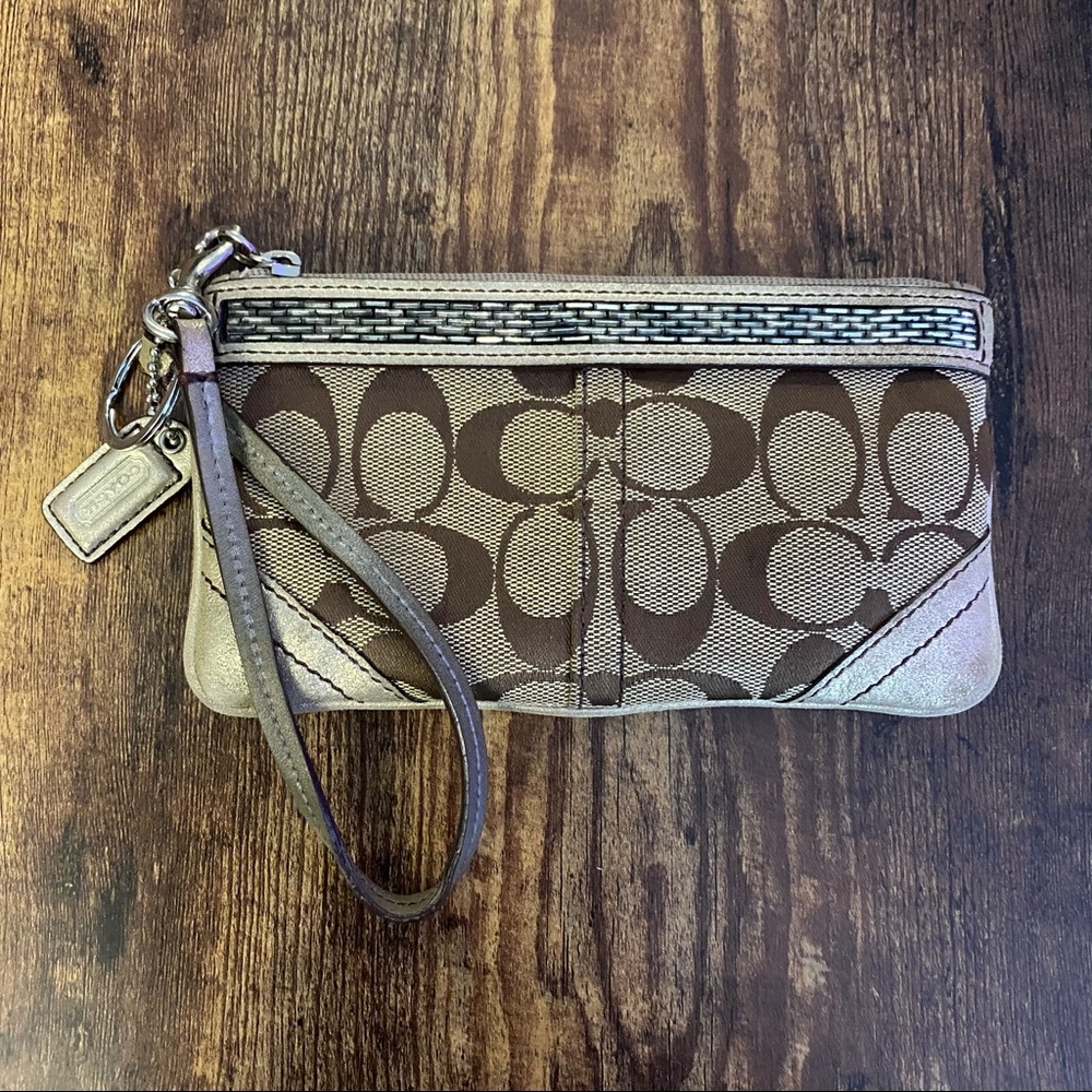 Coach Corner Zip Wristet in Signature Canvas